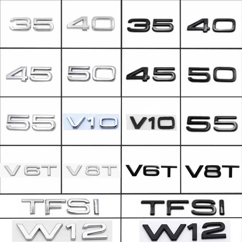 1 шт. V6 V10 W12 TFSI V6T V8T ABS Автомобильная наклейка с логотипом заднего бампера, наклейка на заднюю дверь багажника, аксессуары для наклеек