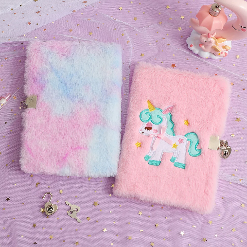 

2 Pcs Notebook Kids Small Lockable Notepads For Kids For Girls Tie-dye Cute Journal Notepad Paper Notes Plush Child