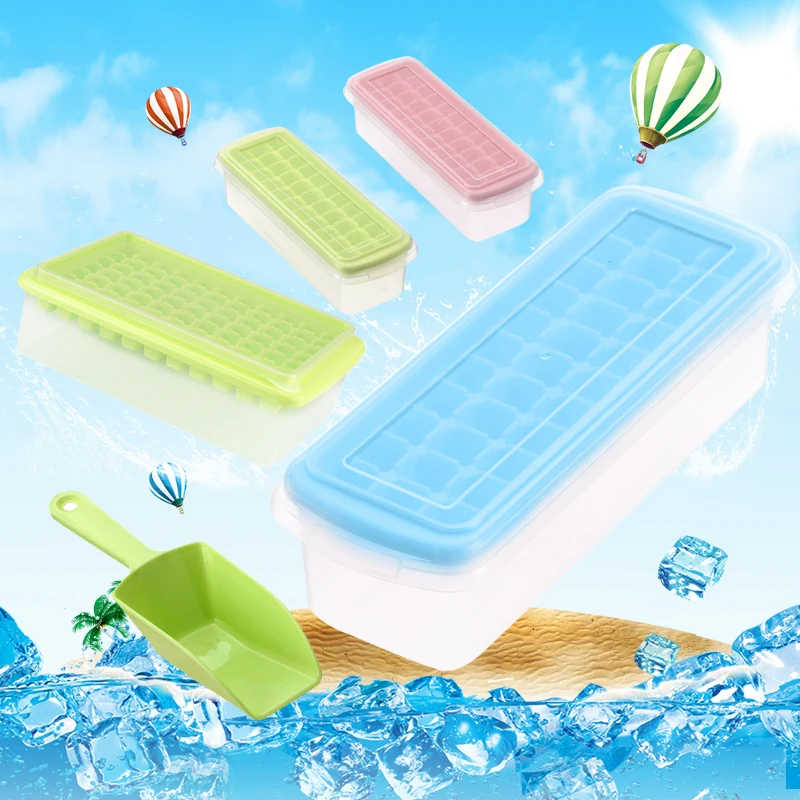 

77 Grid Ice Box with Lid Homemade Ice Artifact Household Small Freezer Refrigerator Frozen Ice Cube Mold Kitchen Accessories