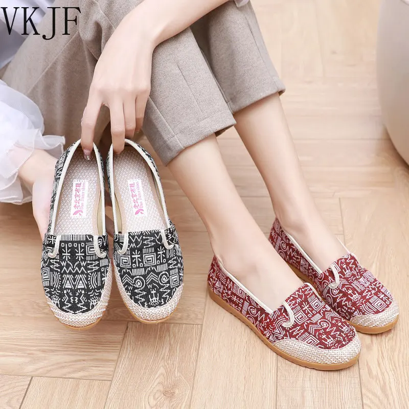 

Туфли женские холщовые, повседневные удобные лоферы, без застежки, на плоской подошве, лоферы, соломенные эспадрильи, в богемном стиле, лето