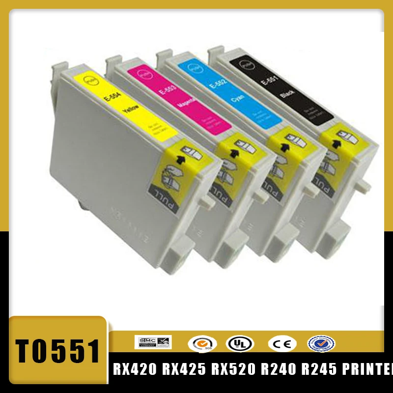 

vilaxh T0551 T0552 T0553 T0554 Ink Cartridge For Epson Stylus RX420 RX425 RX520 R240 R245 Printer