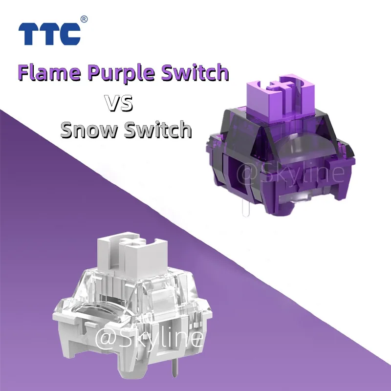 

TTC Flame Purple Switch Snow Keyswitch 42g Linear Fast Response 3 Pins Lubed Mechanical Keyboard Game Office Anne Pro 2 GK61