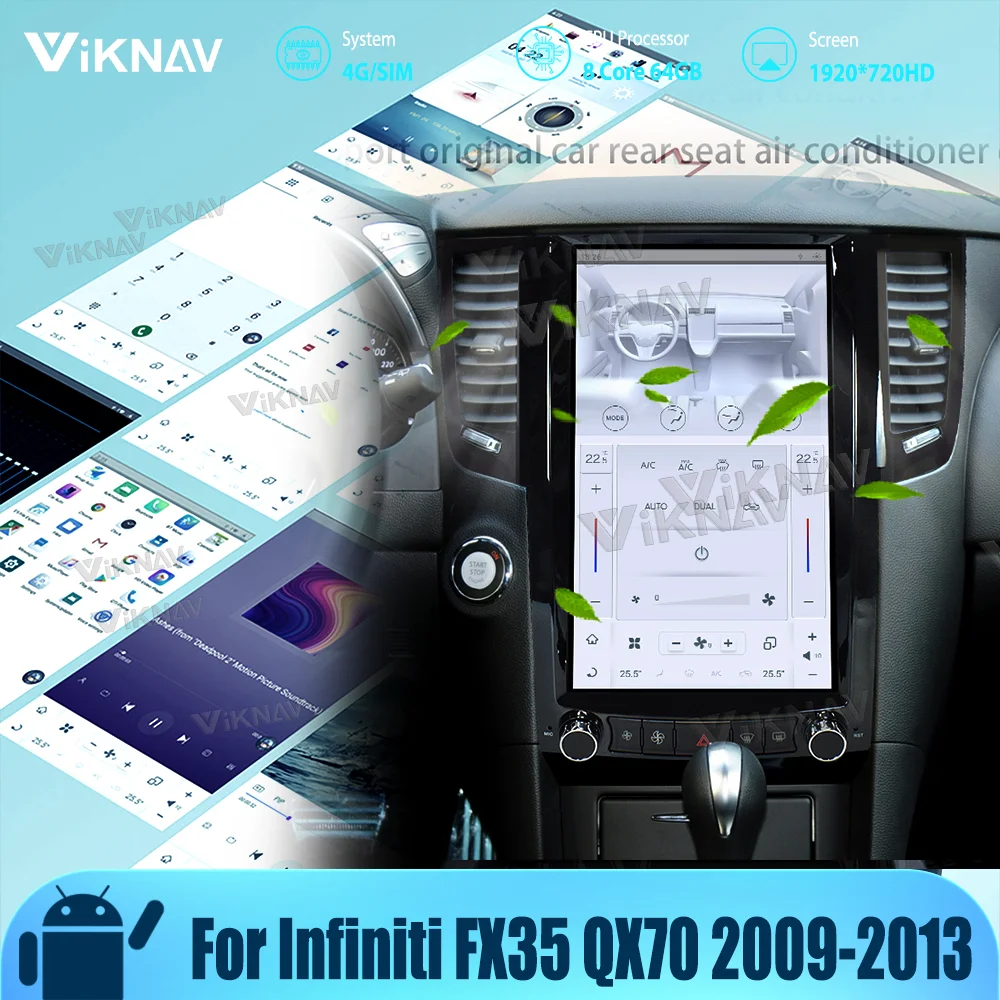 

Автомобильный радиоприемник для Infiniti FX35 QX70 2009-2012 2013 Android 11 Autoaudio беспроводной CarPlay 8 ядер 8 + 128 ГБ сенсорный экран GPS головное устройство