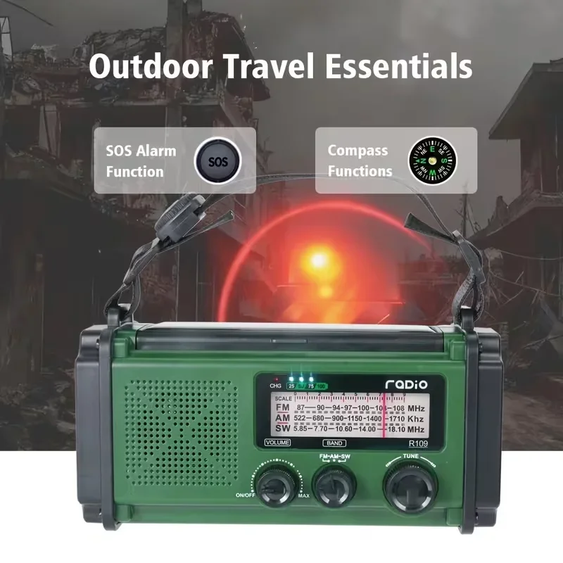 Фото Аварийное радио с кривошипом 37000 мВтч |   Портативное солнечное радио AM/FM/NOAA с литий-полимерной аккумуляторной батареей, зарядным устройством USB, SOS-сигнализацией №5