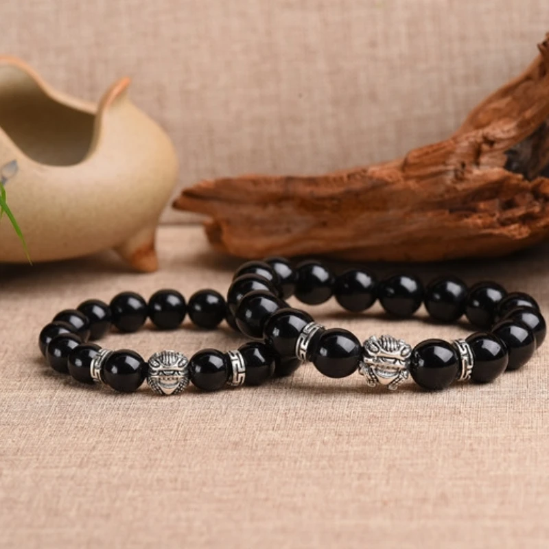 Натуральный счастливый обсидиан камень Будды бусины браслеты для пар изысканные