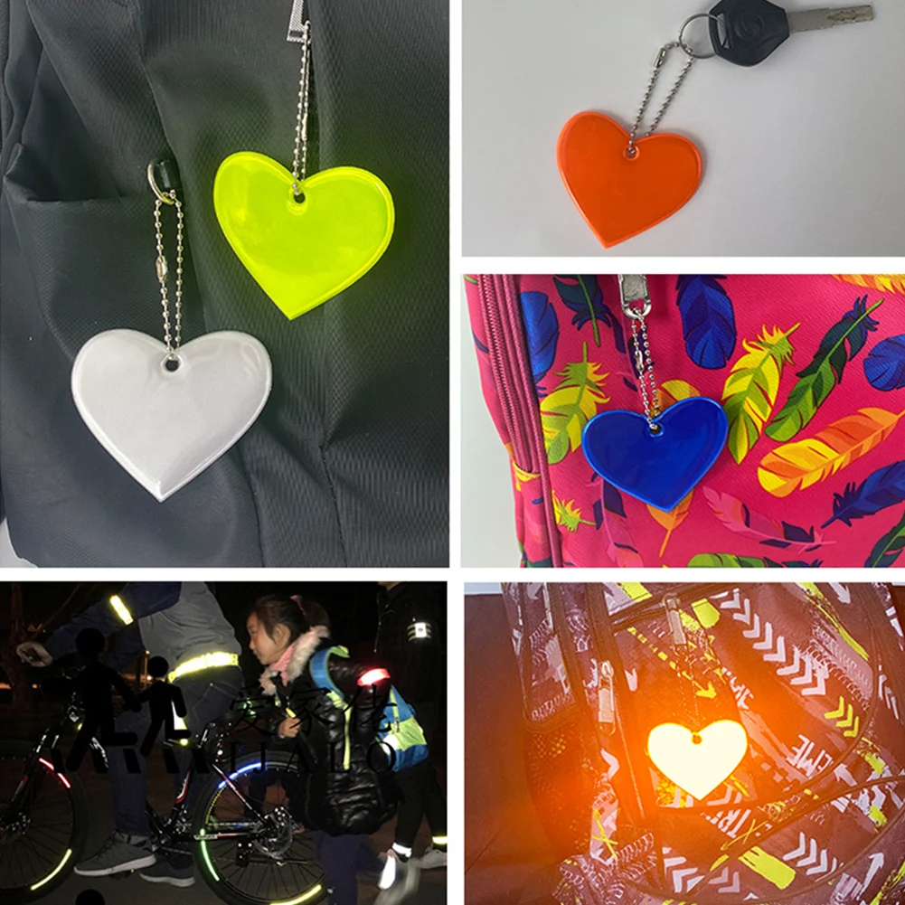 

Outdoors Child Safety Reflectors Keyrings Stylish Reflective Heart Gear Backpacks Strollers Jackets Safe Reflector Keychain