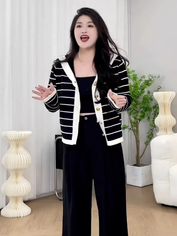 Осенне-зимняя Новинка женская одежда полосатая трикотажная нижняя рубашка без