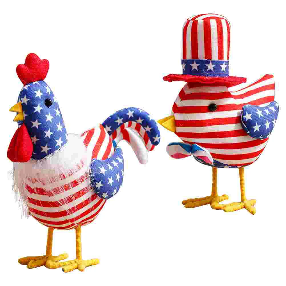 

2pcs Patriotic Turkey Decor Independence Day Decoration Adorable Patriotic Decoration