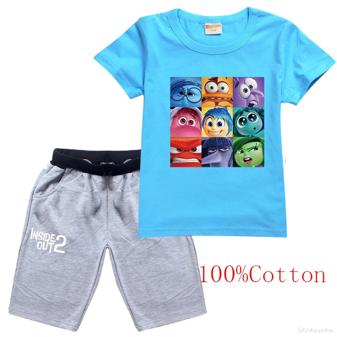 2 шт. футболка с коротким рукавом и шорты мультяшным принтом