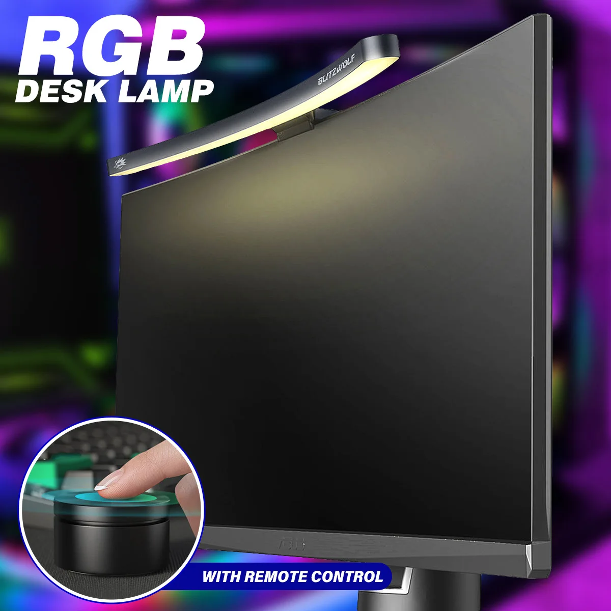 

Curved RGB Monitor Light Screen Bar Desk Lamp Hanging Curvature Dynamic LED Computer Light Eye Protection Wireless Controller