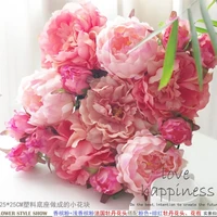 20pcs 25cm25cm artificial silk pink with rose red peony flower wall wedding decoration home decor party flowers wall