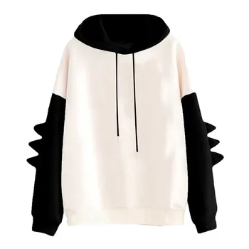 Oversized Dinosaur Hoodie Women Long Sleeve Solid Candy Color Hooded Sweatshirt Female Teens Hooded Clothes Outfit Kawaii Hoodie 1