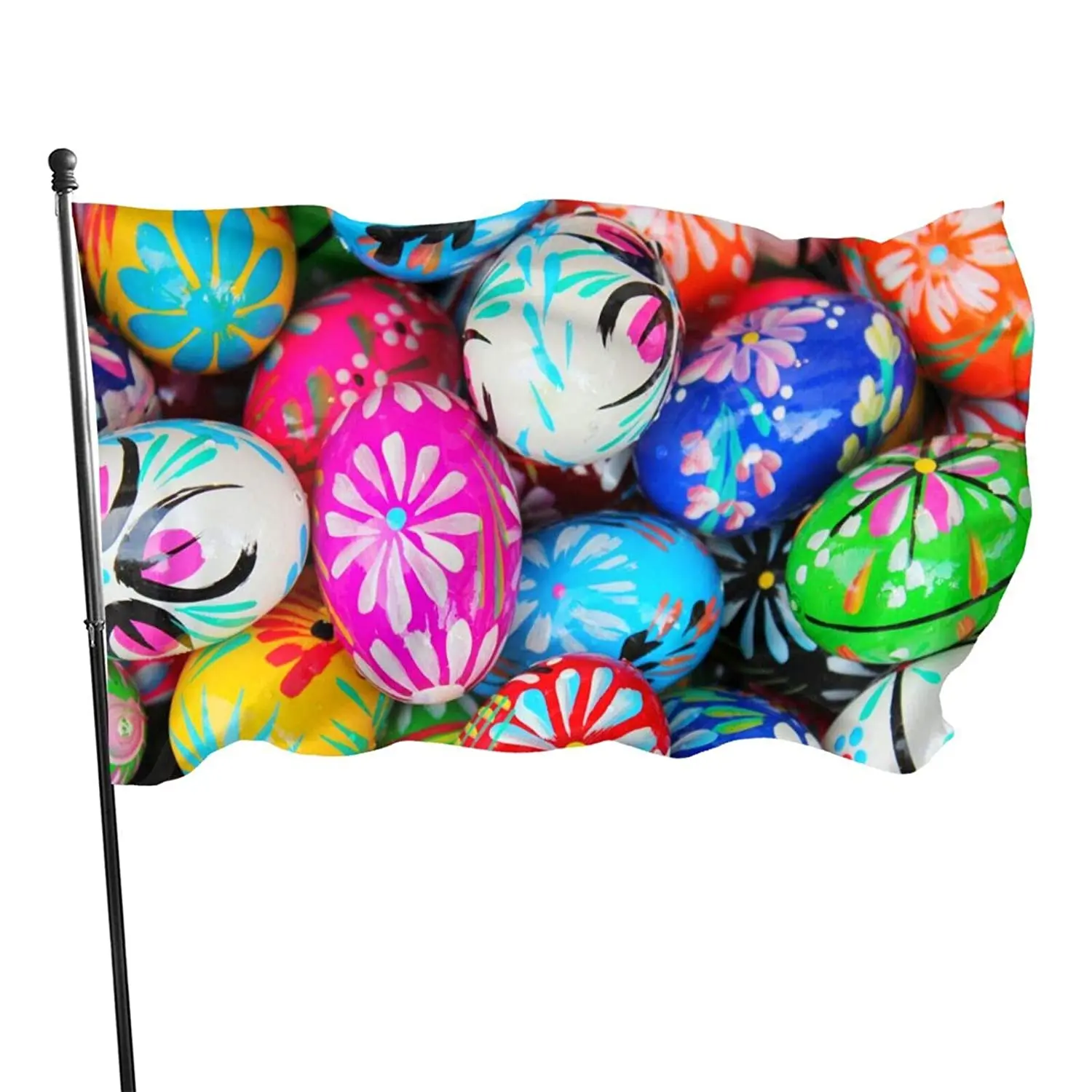 

Happy Easter Day Colorful Cute Eggs Flag Polyester Banner Garden Yard House Flags Indoor and Outdoor Sport Decoration