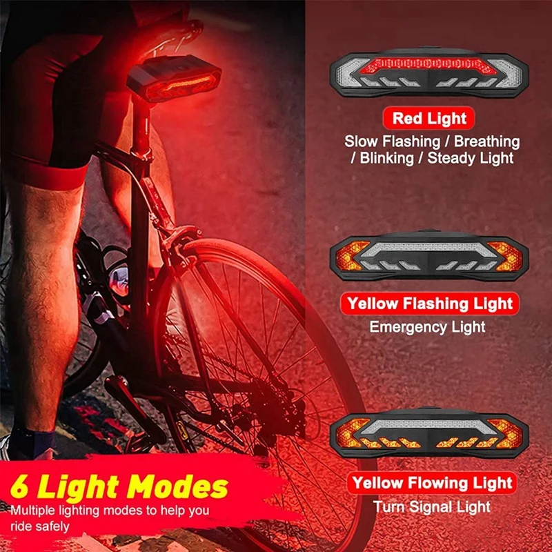 

2X Bike Turn Signals Light Smart Remotable Bike Tail Light Bike Horn Rear Light For MTB Road Bike Folding Bike Scooter