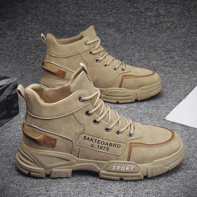 

2022 Autumn Men Canvas Shoes Martin Boots New Fashion Casual Boots High-top Tooling Winter Shoes Tide Boots Lace-up Sneakers