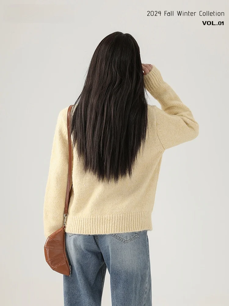 Anouou трехмерный свитер с круглым вырезом и вышивкой банта свободный