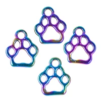 20pcslot cutout cat paw print animal footprint alloy charms rainbow color pendants for bisuteria para manualidades por mayor
