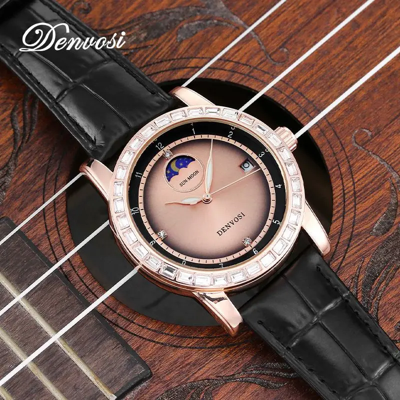 Fashion Retro Women's Calendar Zircon Sun Moon Star Luminous Watch Women's Watch
