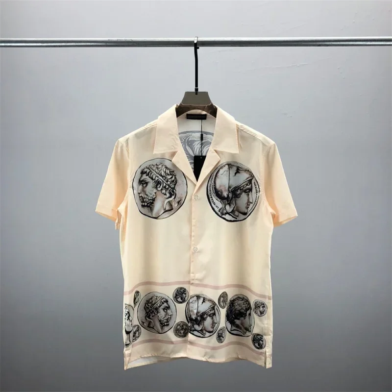 

2024 Summer Camisa Fashion Masculina Chinese Shirt Retro Portrait Art Shirt Short Sleeve Casual Men Shirt Streetwear Moda Hombre