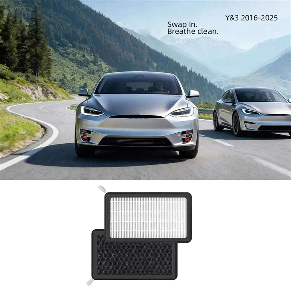 обновление. Для Tesla Model 3 Y-Type HEPA-фильтр для воздуха, 2 шт., с активированным углем, для замены салонного фильтра Tesla (art.: 3920dc2f0bf91) - 3920dc2f0bf91