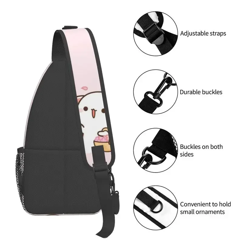 Kawaii Mochi Cat Peach And Goma Рюкзак через плечо Мужская нагрудная сумка на заказ для