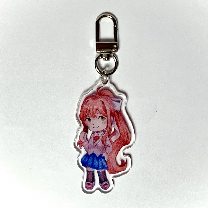 Фото Брелок из акрила 5 см с персонажами Monika, Sayori, Yuri, Natsuki, с акварельным рисунком и металлическим карабином, Doki Doki Literature Club, коллекционный подарок для сумки №3