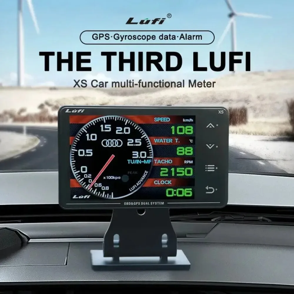 Фото Новый многофункциональный прибор Lufi Gauge XS OBD + GPS для автомобиля: измерение температуры воды, температуры турбонаддува, температуры масла, гравитационного ускорения (G-значения), гироскопа, с ЖК-дисплеем №5