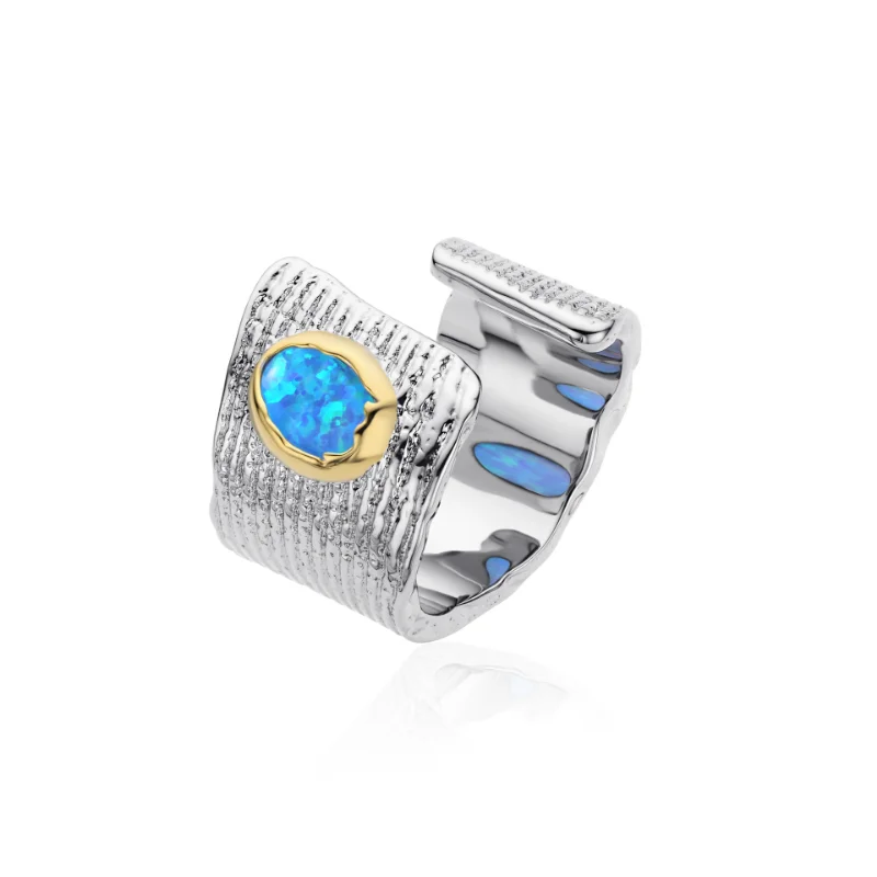 

LONDANY, кольцо из опала и меди, нишевое, специальный дизайн, Европейская и американская мода, Открытое кольцо с узором