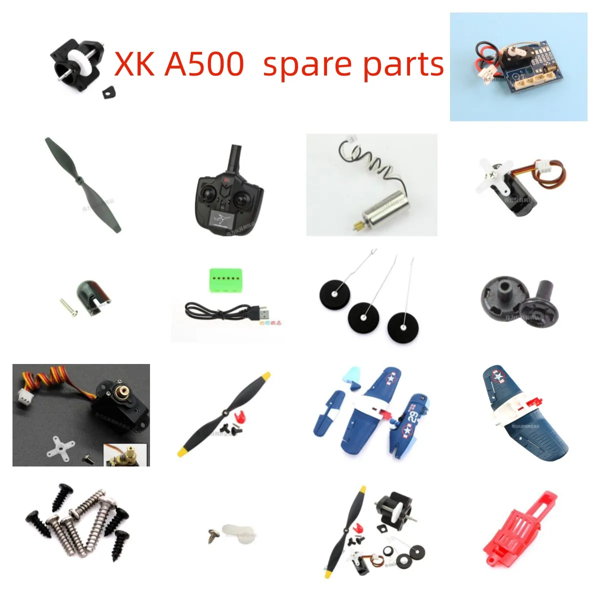 

Wltoys XK A500 RC remote controlled plane spare parts main board Screw steering engine motor gear blade Remote control etc