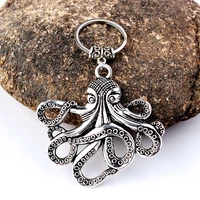 new vintage fashion man keychain diy metal holder chain vintage octopus pendant gift man car key ring accessory