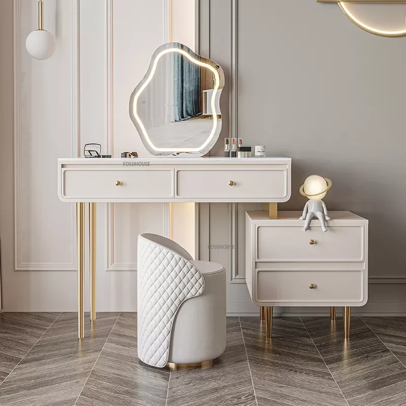 

Modern Minimalism Dressing Table Bedroom Sets Furniture Light Luxury Designer Dressers Creative Makeup Vanity Table with Mirror