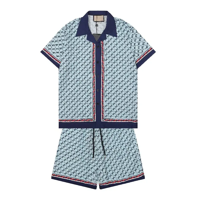 2023 Women's Designer Men's Casual Shirt Set Classic Colorful Print Men's Shirt Casual Pattern Letter Clothing Summer Couple Top