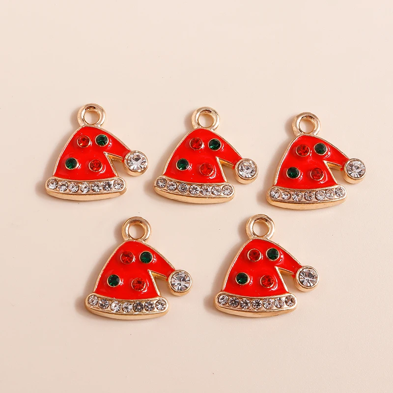 10 шт. Горячие Рождественские Подвески эмаль Санта Клаус Олень чулки звезда шляпа