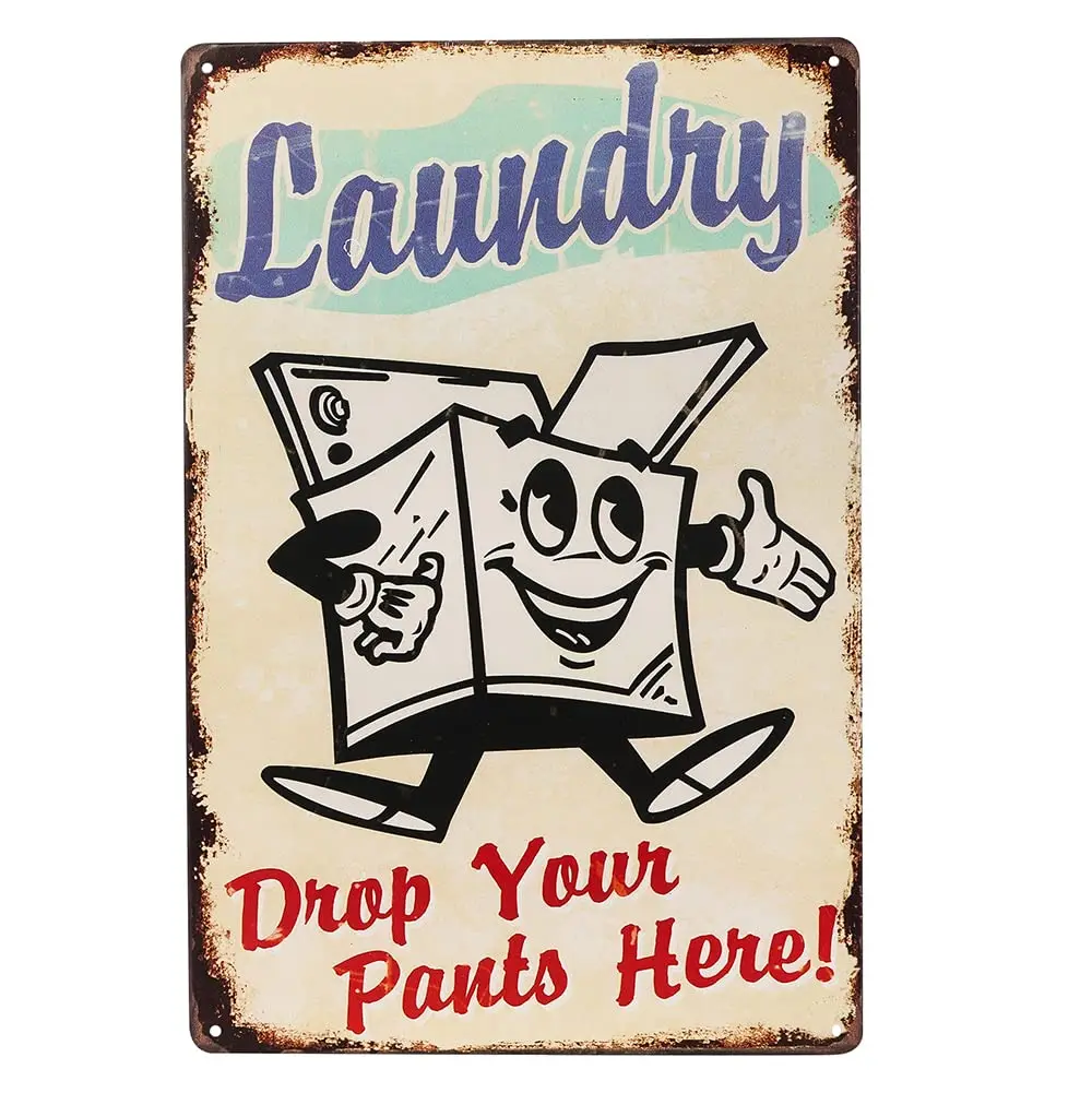 dingleiever-Laundry Drop Your Pants здесь металлический знак винтажный декор для гаража