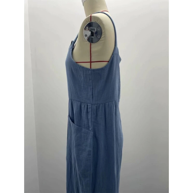 Solid Color Romper Loose-fit Jumpsuits Sleeveless Tops Sqaure Neck Casual Insgram Style Cloth for Women Girl Parties