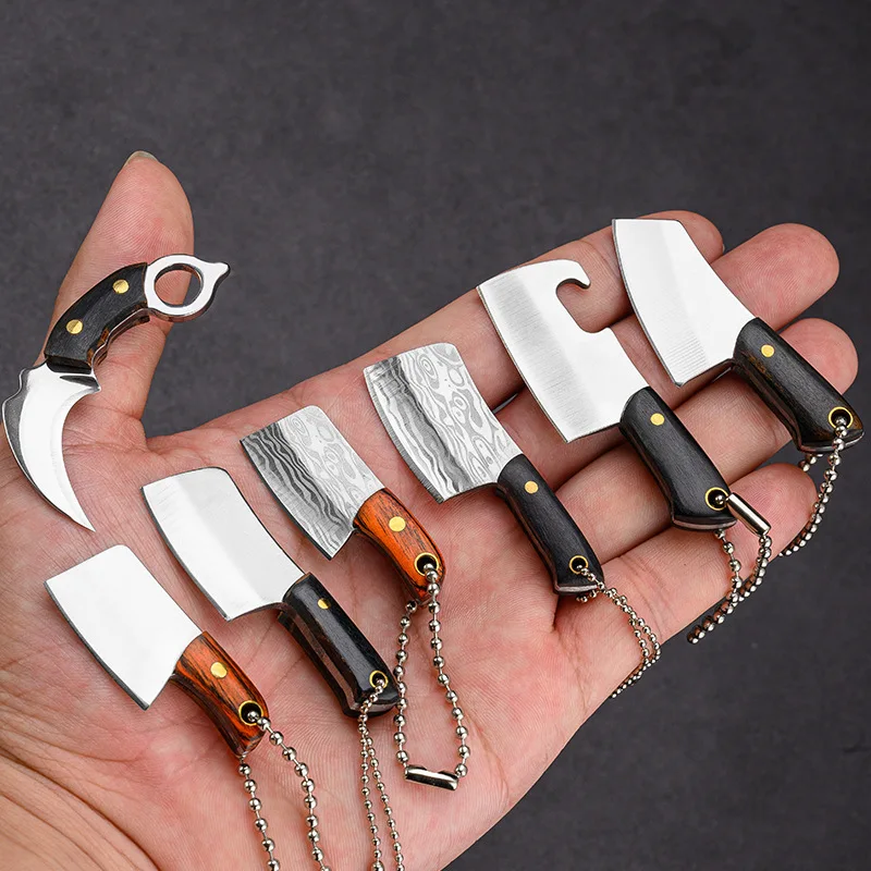 

Mini Chef Knife Ornament with Leather Case Demolition Express Knife Cute Keychain Collection for Home Portable Outdoor Tool