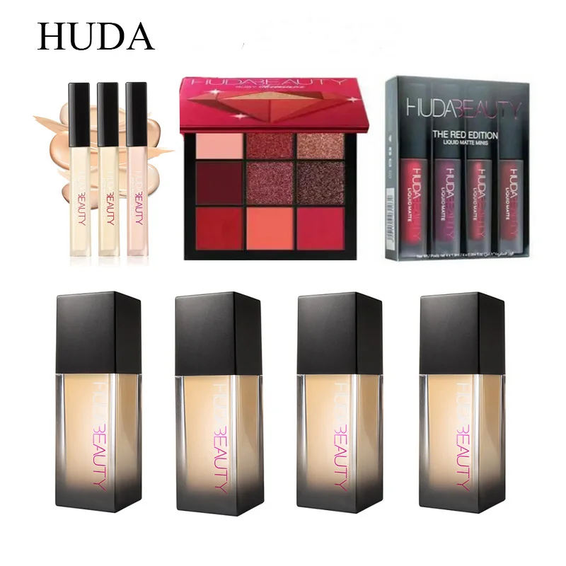 

HUDA Original Base Makeup Liquid Foundation Lipsticks Eye Shadow Beauty Makeup Combo Long-wearing Concealer Waterproof Cosmetic