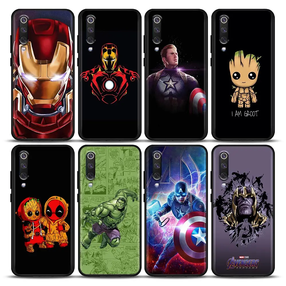 

Phone Case for Xiaomi Mi A2 8 9 SE 9T 10 10T 10S CC9 E Note 10 Lite Pro 5G Silicone Case Cover Avengers Groot Thanos Spiderman