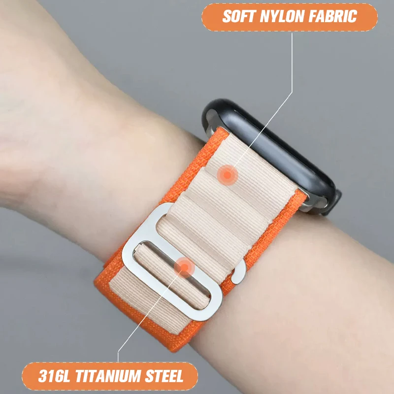 1:1 Alpine loop band for apple watch band 44mm 49mm 40mm 45mm 41mm 42mm 38mm Nylon bracelet iWatch Ultra series 8 7 6 5  SE 4 3