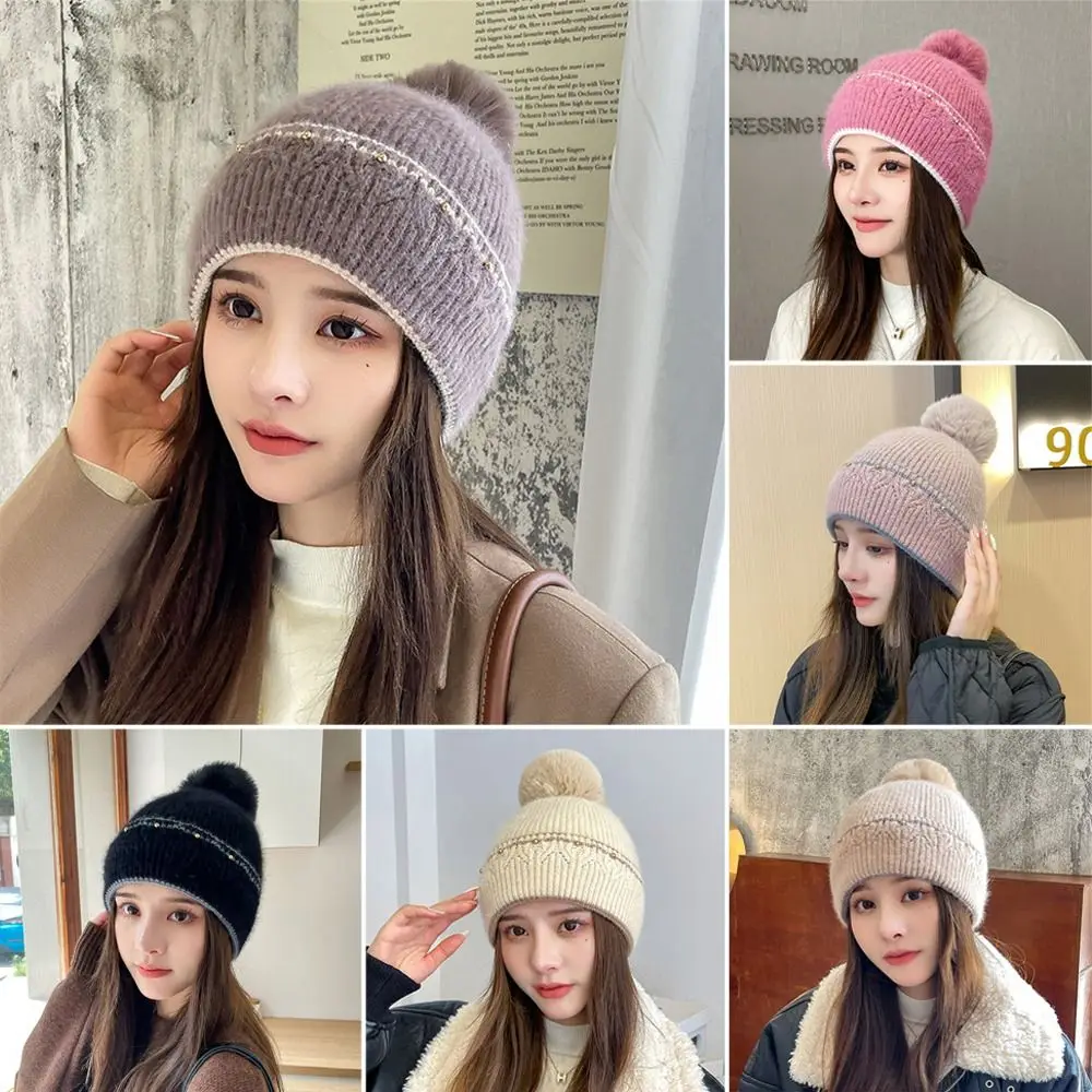 

Теплая зимняя шапка, повседневные плотные облегающие шапки с подкладкой, вязаная шапка для женщин