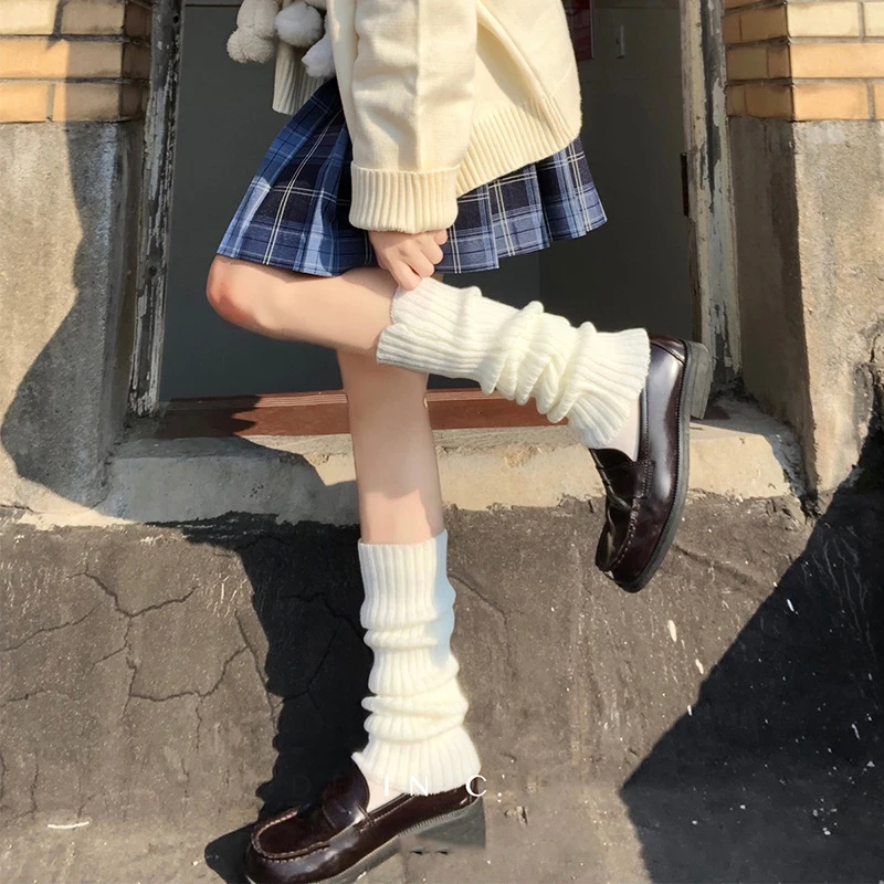 

Женские носки JK Lolita, гетры, Шариковые вязаные длинные носки до колена, женские осенние Разноцветные носки