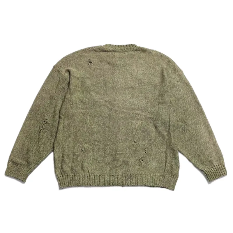 KAPITAL 21AW Cross Hole Hole Pullovers Sweater Round Neck Long Sleeved Sweater For Men And Women