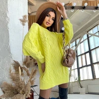 women knited sweater dress korean solid long sleeve loose thickening pullover female fashion casual warm thickening sweatshirts