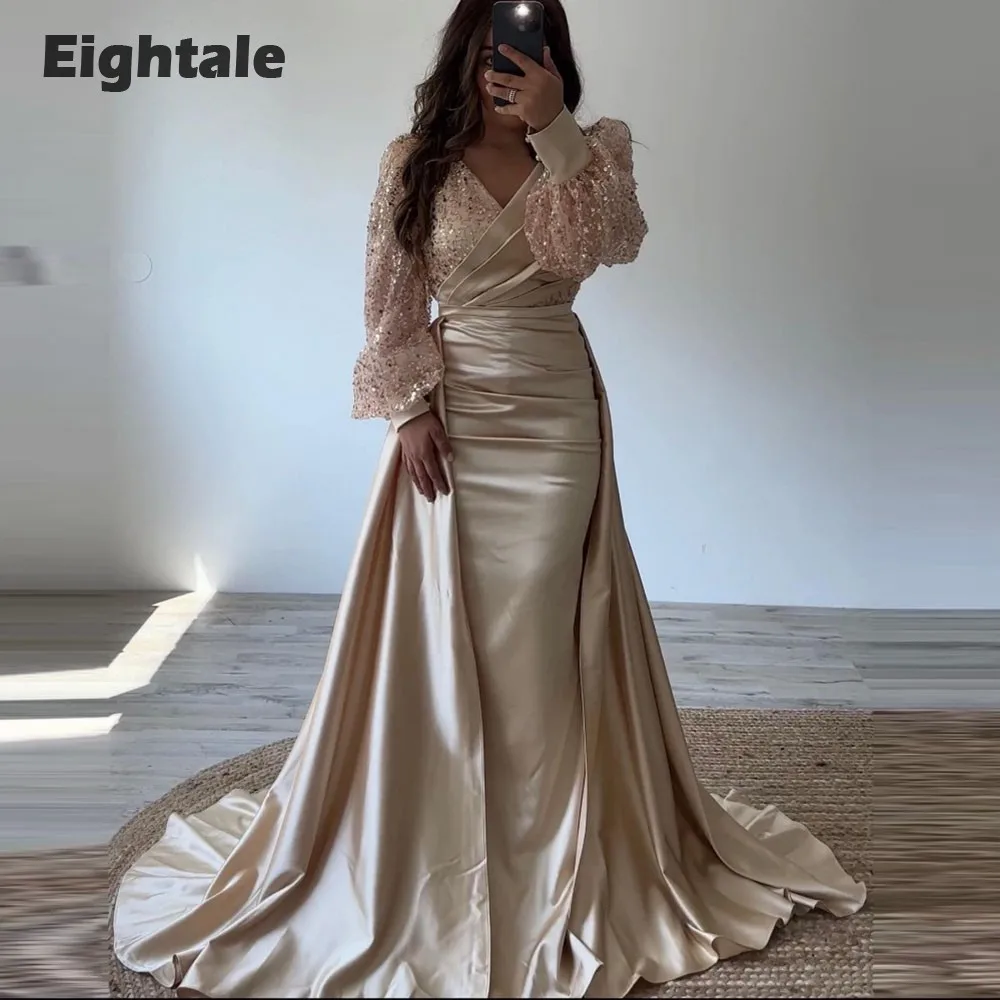 

Платье вечернее с V-образным вырезом и юбкой-годе