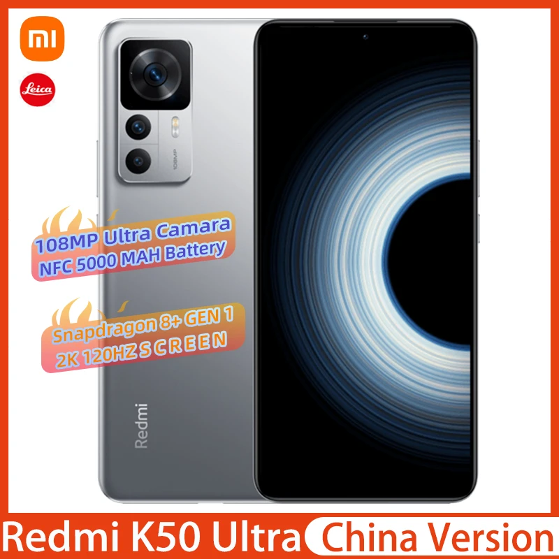 

Original Xiaomi Redmi K50 Ultra 5G Smartphone Snapdragon 8+ Gen 1 Octa Core NFC 120W Fast Charge Oled Screen 108MP OIS Camera