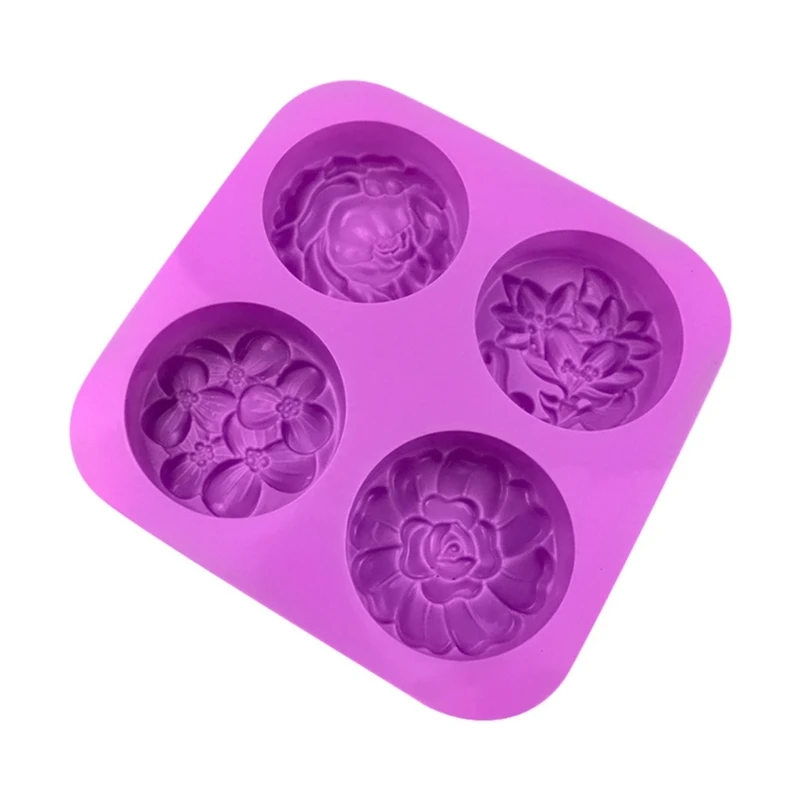 

4 Cells Flower Shaped Silicone Material Handmade Moulds Soap Mould Candle Moulds