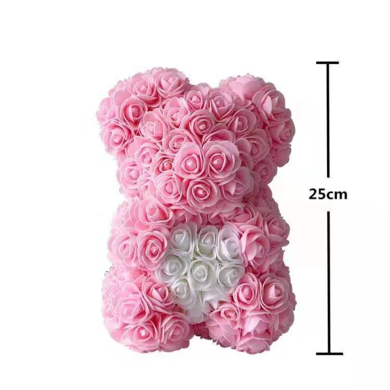 

Artificial Flowers 25cm Rose Bear Girlfriend Anniversary Christmas Valentine's Day Gift Birthday Present For Wedding Party
