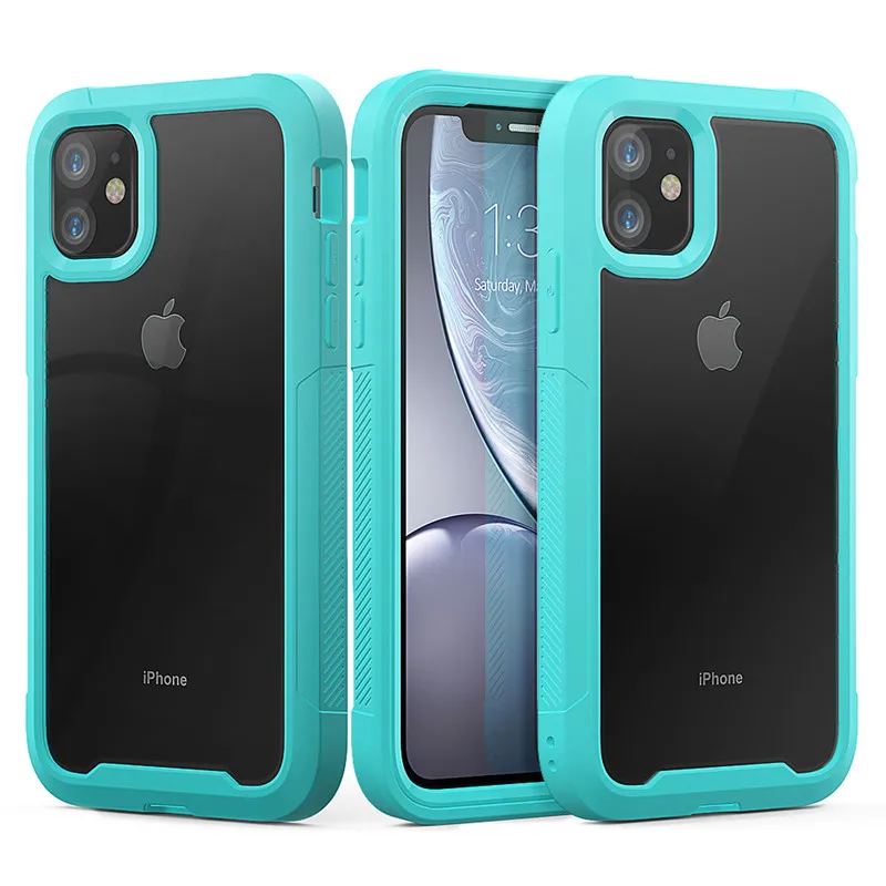 

Armor Full Protection Case For iPhone 13 12 11 Pro Max X XR XS Max 7 8 Plus Hybrid Transparent Ultra-Thin PC+TPU Antishock Cover