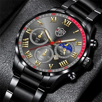 fashion mens stainless steel watches luminous clock luxury men sports quartz wristwatch male business casual leather watch
