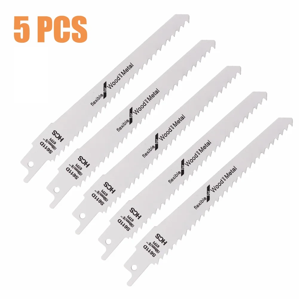 

5PCS 6inch 150mm BI-Metal Reciprocating Saw Blades Electric Wood Pruning Saw Blades For Cutting Wood Metal Plastic